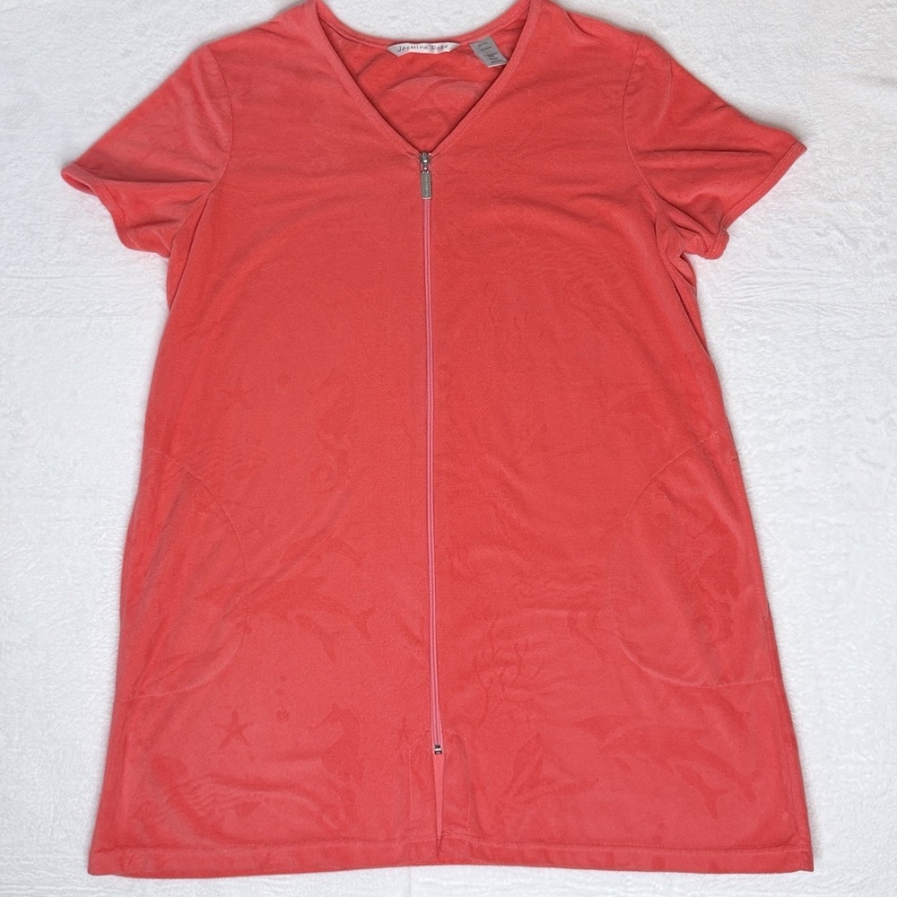 Jasmine Rose XL Coral Mermaid Zip Front Swim Cover Up Beach Tunic Coastal